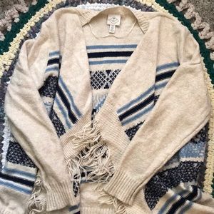 Warm fringe cardigan